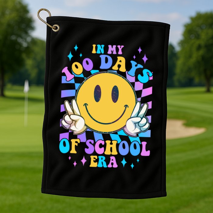 Cute Retro Emoji Smiley In My 100 Days Of School Era Golf Towel
