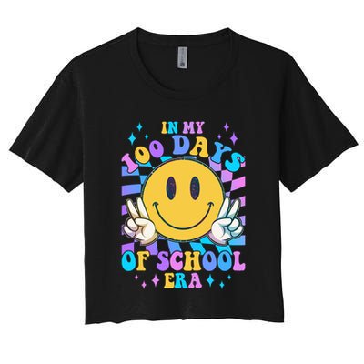 Cute Retro Emoji Smiley In My 100 Days Of School Era Crop Top