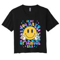 Cute Retro Emoji Smiley In My 100 Days Of School Era Women's Crop Top Tee