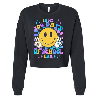 Cute Retro Emoji Smiley In My 100 Days Of School Era Cropped Pullover Crew