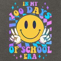 Cute Retro Emoji Smiley In My 100 Days Of School Era Cotton Canvas Backpack