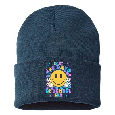 Cute Retro Emoji Smiley In My 100 Days Of School Era Sustainable Knit Beanie