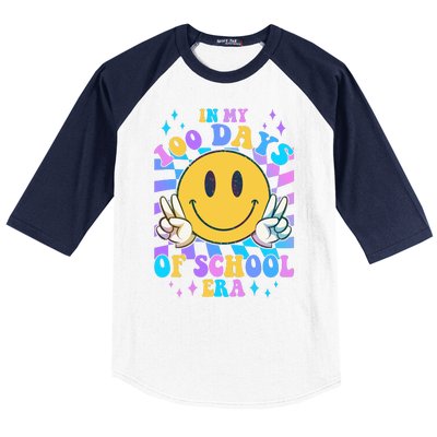 Cute Retro Emoji Smiley In My 100 Days Of School Era Baseball Sleeve Shirt