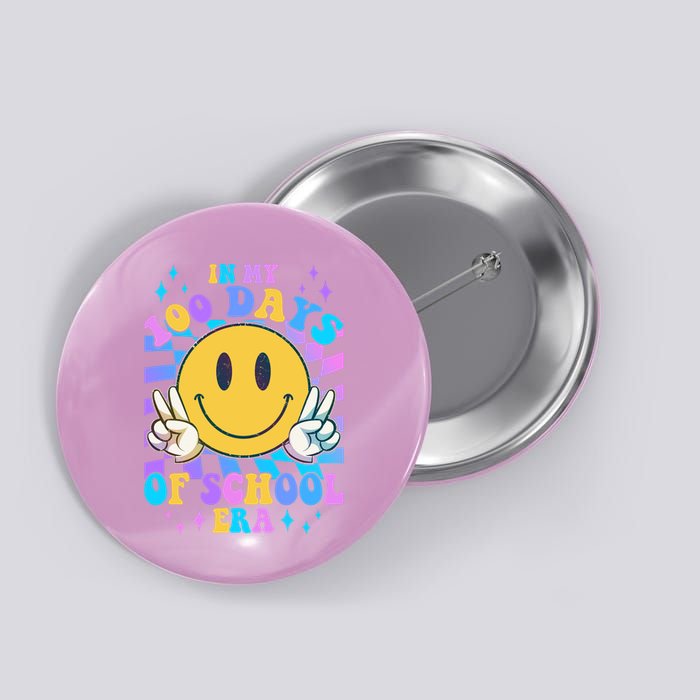 Cute Retro Emoji Smiley In My 100 Days Of School Era Button
