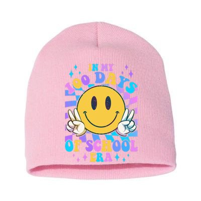 Cute Retro Emoji Smiley In My 100 Days Of School Era Short Acrylic Beanie