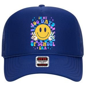 Cute Retro Emoji Smiley In My 100 Days Of School Era High Crown Mesh Back Trucker Hat