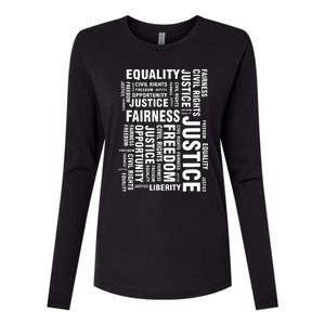 Civil Rights Equality Freedom Justice Liberty BLM Womens Cotton Relaxed Long Sleeve T-Shirt