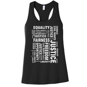 Civil Rights Equality Freedom Justice Liberty BLM Women's Racerback Tank