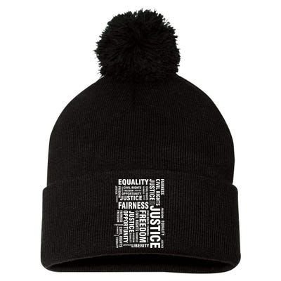 Civil Rights Equality Freedom Justice Liberty BLM Pom Pom 12in Knit Beanie
