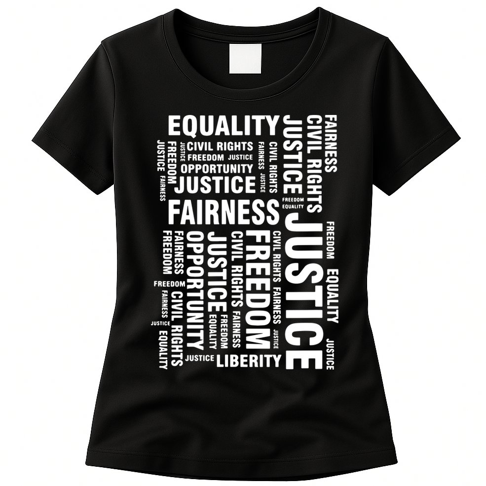 Civil Rights Equality Freedom Justice Liberty BLM Womens T-Shirt