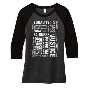 Civil Rights Equality Freedom Justice Liberty BLM Women's Tri-Blend 3/4-Sleeve Raglan Shirt