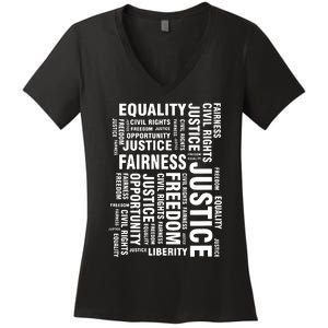 Civil Rights Equality Freedom Justice Liberty BLM Women's V-Neck T-Shirt