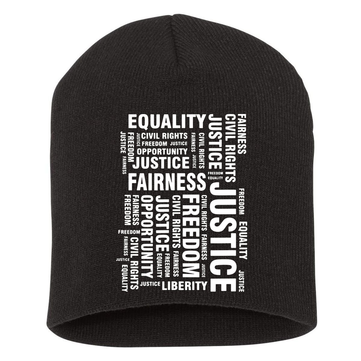 Civil Rights Equality Freedom Justice Liberty BLM Short Acrylic Beanie