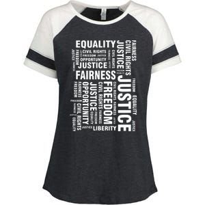 Civil Rights Equality Freedom Justice Liberty BLM Enza Ladies Jersey Colorblock Tee