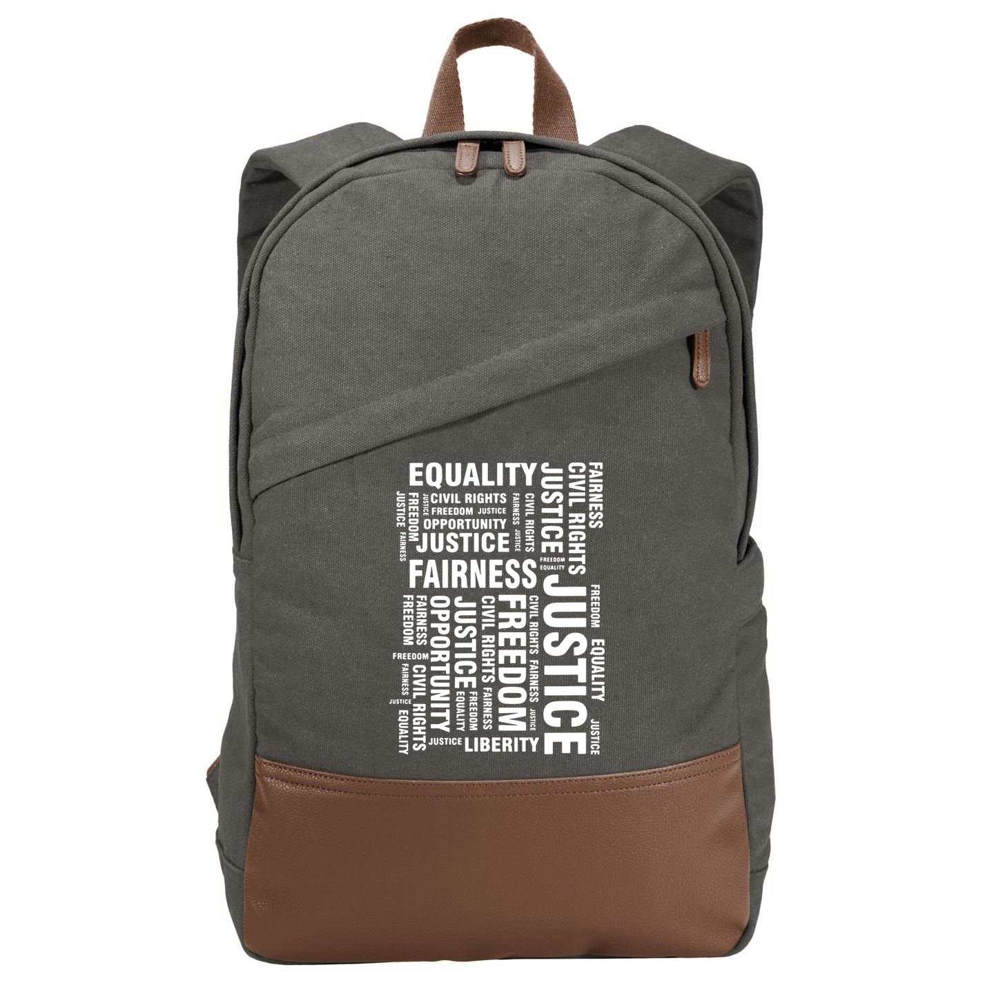Civil Rights Equality Freedom Justice Liberty BLM Cotton Canvas Backpack