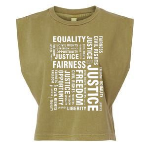 Civil Rights Equality Freedom Justice Liberty BLM Garment-Dyed Women's Muscle Tee