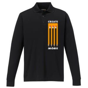 Create More Optical Illusion Pencils Performance Long Sleeve Polo