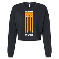 Create More Optical Illusion Pencils Cropped Pullover Crew