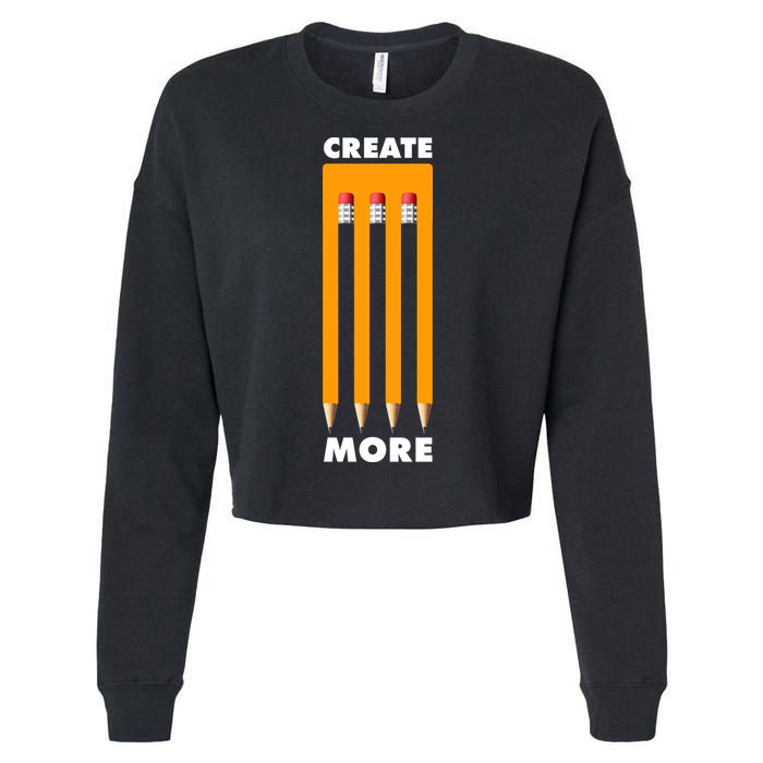 Create More Optical Illusion Pencils Cropped Pullover Crew