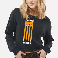 Create More Optical Illusion Pencils Cropped Pullover Crew