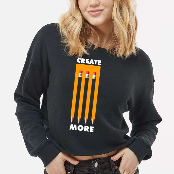 Create More Optical Illusion Pencils Cropped Pullover Crew