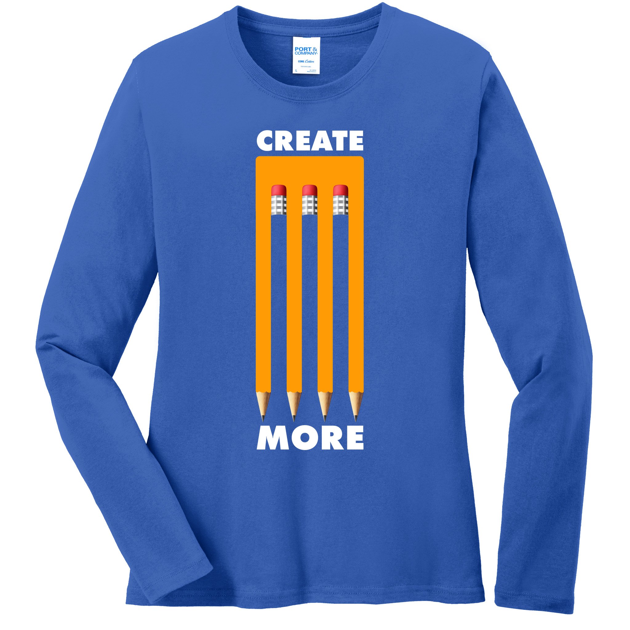 Create More Optical Illusion Pencils Ladies Long Sleeve Shirt