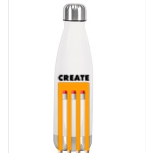 Create More Optical Illusion Pencils Stainless Steel Insulated Water Bottle