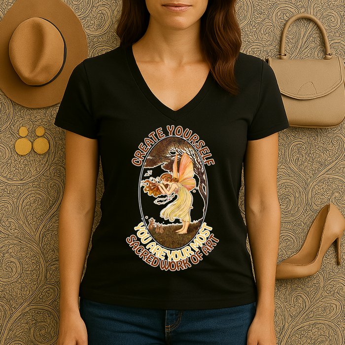 Create Yourself You Are Your Most Sacred Work Of Art  Women's V-Neck T-Shirt