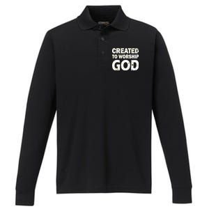 Created To Worship God Performance Long Sleeve Polo