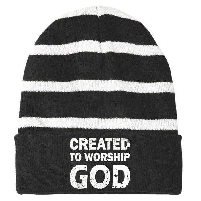 Created To Worship God Striped Beanie with Solid Band