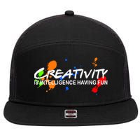 Creativity Is Intelligence Having Fun 7 Panel Mesh Trucker Snapback Hat