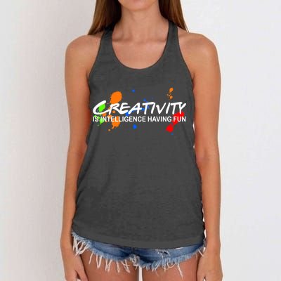 Creativity Is Intelligence Having Fun Women's Knotted Racerback Tank