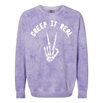 Creep It Real Skeleton Hand Funny Halloween  Colorblast Crewneck Sweatshirt