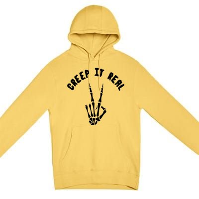 Creep It Real Skeleton Hand Funny Halloween  Premium Pullover Hoodie