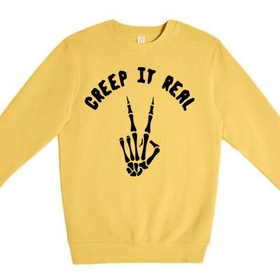 Creep It Real Skeleton Hand Funny Halloween  Premium Crewneck Sweatshirt