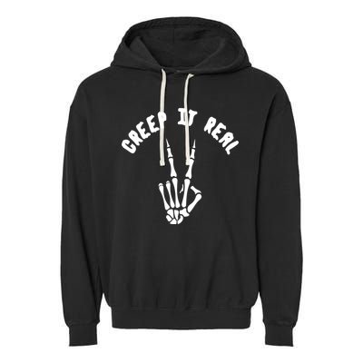 Creep It Real Skeleton Hand Funny Halloween  Garment-Dyed Fleece Hoodie