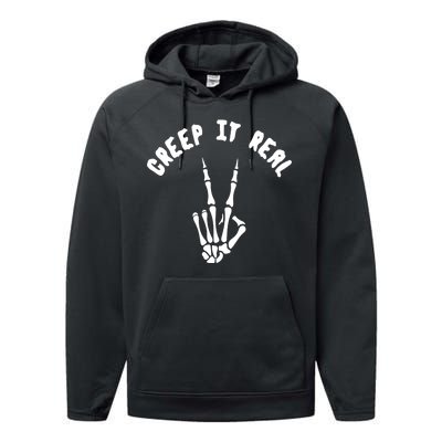 Creep It Real Skeleton Hand Funny Halloween  Performance Fleece Hoodie