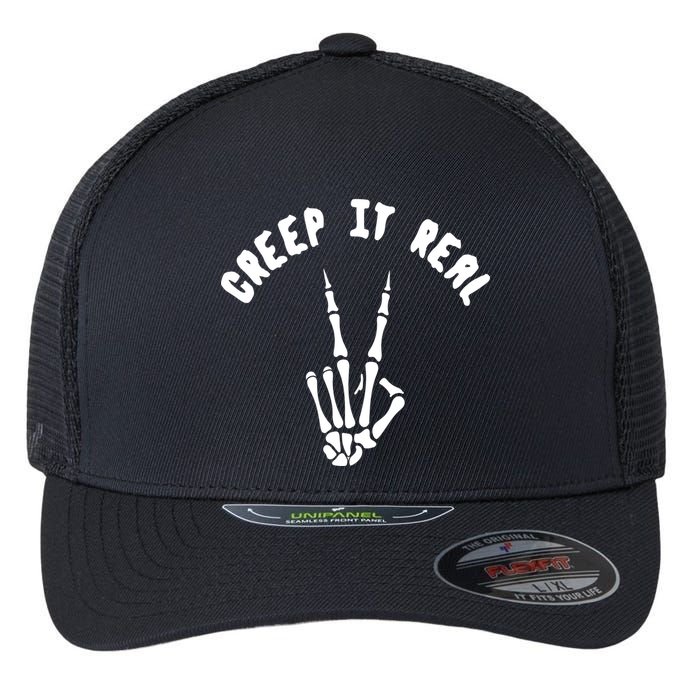 Creep It Real Skeleton Hand Funny Halloween  Flexfit Unipanel Trucker Cap