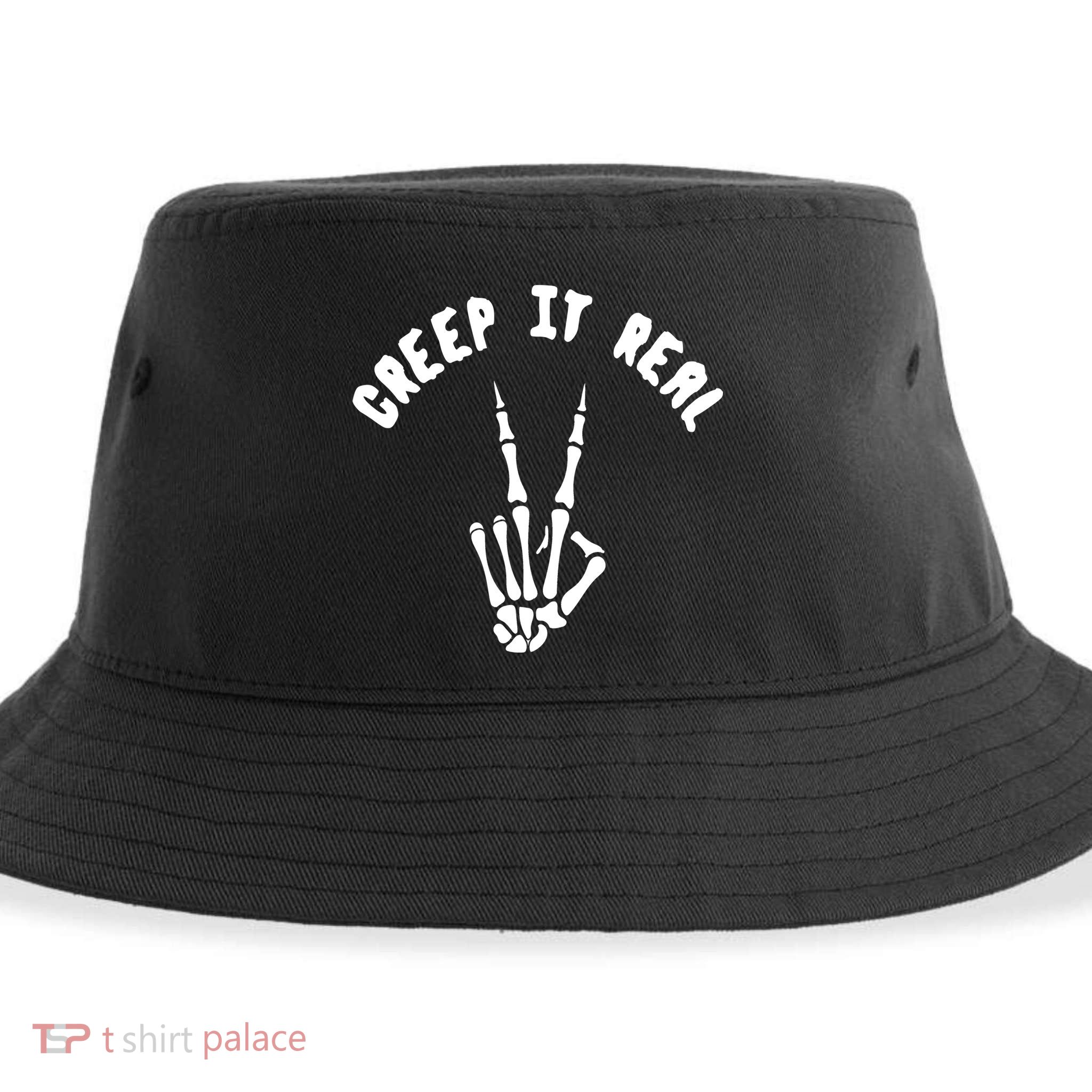Creep It Real Skeleton Hand Funny Halloween  Sustainable Bucket Hat