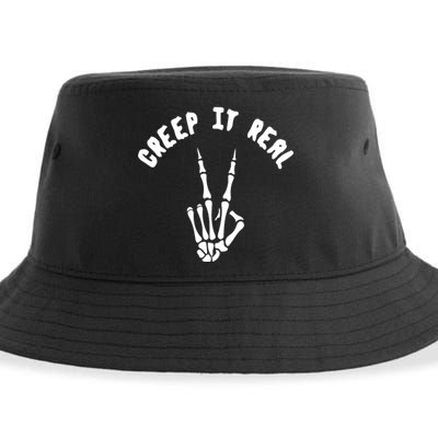 Creep It Real Skeleton Hand Funny Halloween  Sustainable Bucket Hat