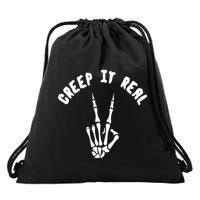 Creep It Real Skeleton Hand Funny Halloween  Drawstring Bag