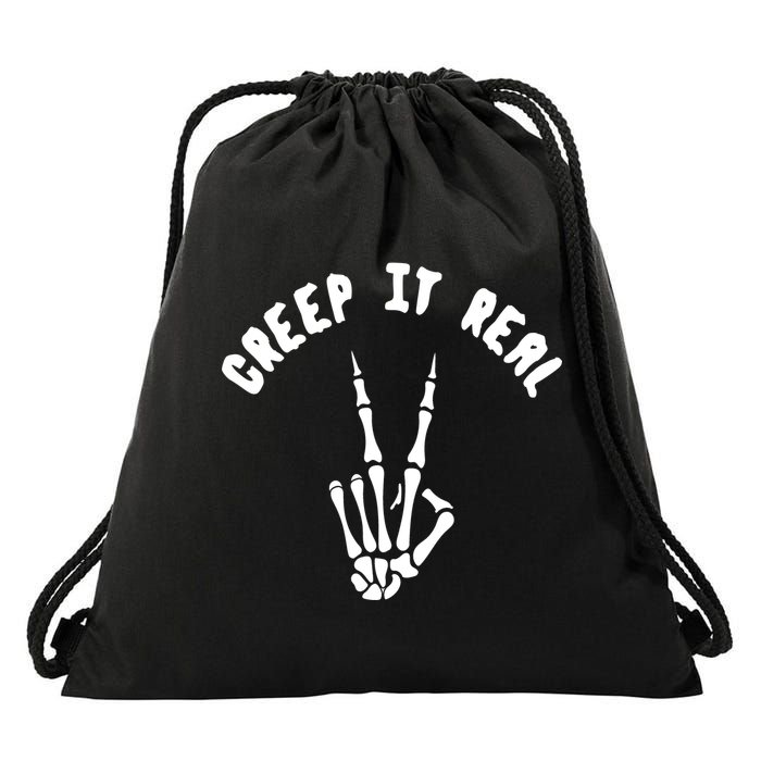 Creep It Real Skeleton Hand Funny Halloween  Drawstring Bag