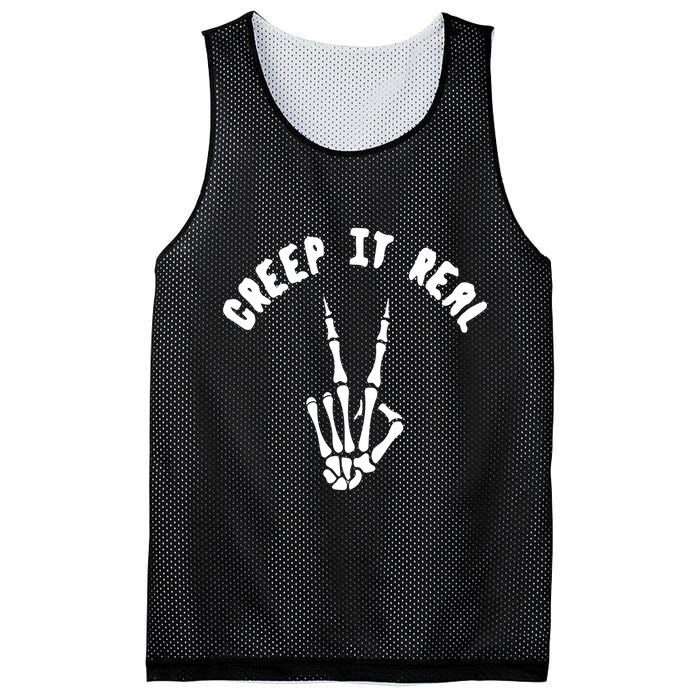 Creep It Real Skeleton Hand Funny Halloween  Mesh Reversible Basketball Jersey Tank