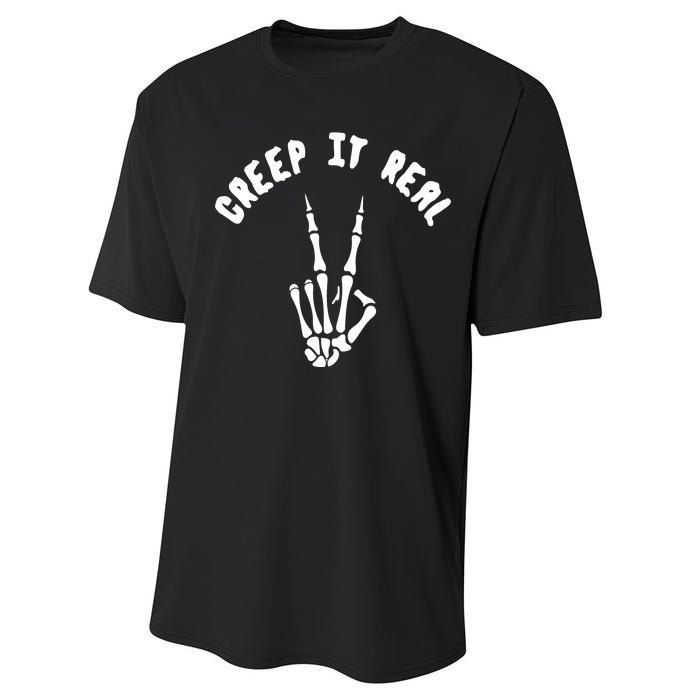 Creep It Real Skeleton Hand Funny Halloween  Performance Sprint T-Shirt