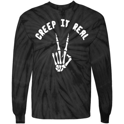 Creep It Real Skeleton Hand Funny Halloween  Tie-Dye Long Sleeve Shirt