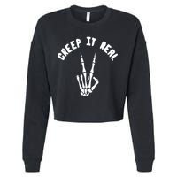 Creep It Real Skeleton Hand Funny Halloween  Cropped Pullover Crew