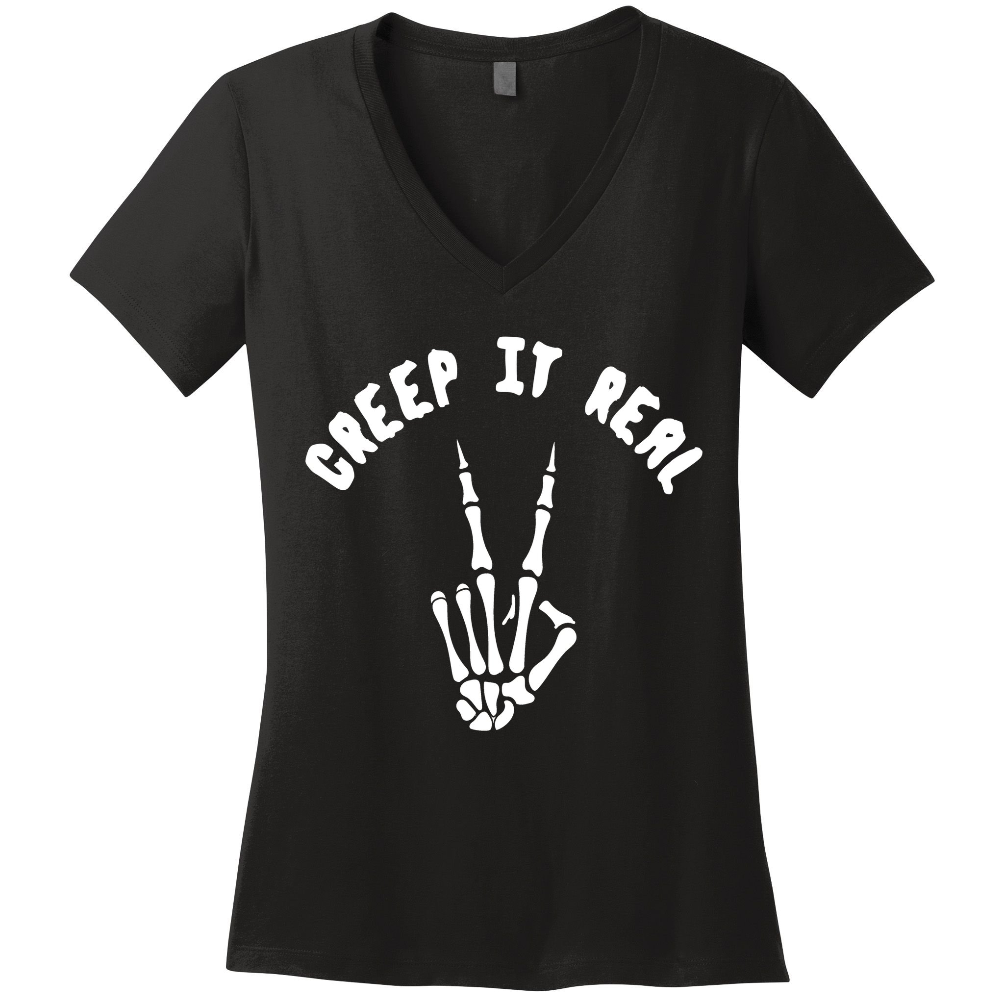Creep It Real Skeleton Hand Funny Halloween  Women's V-Neck T-Shirt