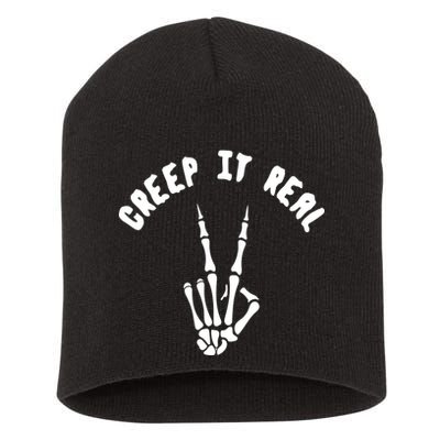 Creep It Real Skeleton Hand Funny Halloween  Short Acrylic Beanie