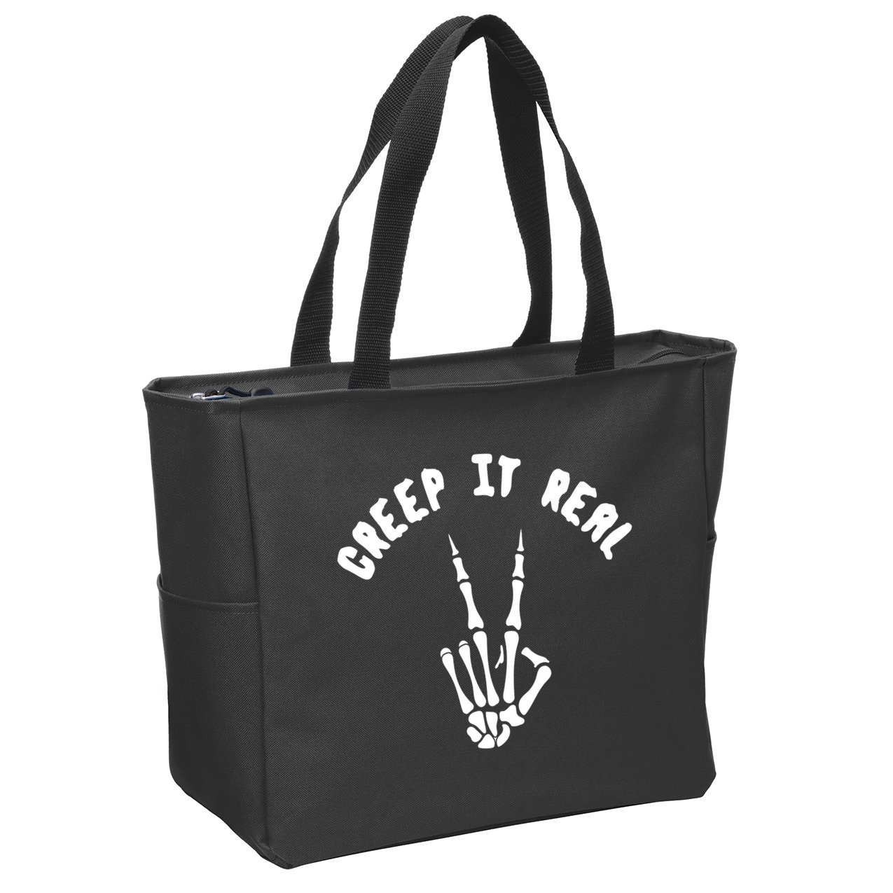 Creep It Real Skeleton Hand Funny Halloween  Zip Tote Bag