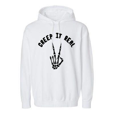 Creep It Real Skeleton Hand Funny Halloween  Garment-Dyed Fleece Hoodie